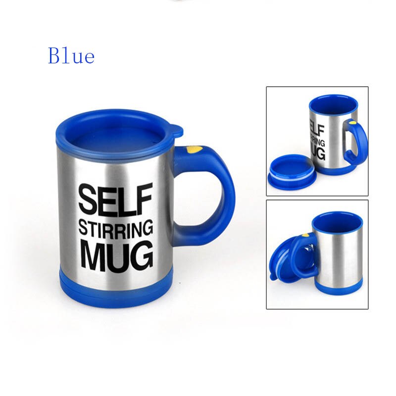 Selbst Rühren Becher 400ml Automatische Elektrische Faul Tasse Kaffee Milch Mischen Becher Clever Edelstahl Saft Mischen Tasse Getränk: Blau
