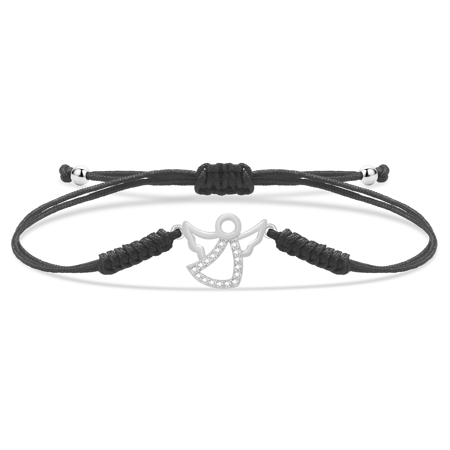 Vergulde Koperen Witte Zirkonia Stenen Cz Schattige Engel Bedelarmband Meisje 2024 Mode Zwart Rood Koord Knoop Sieraden Cadeau