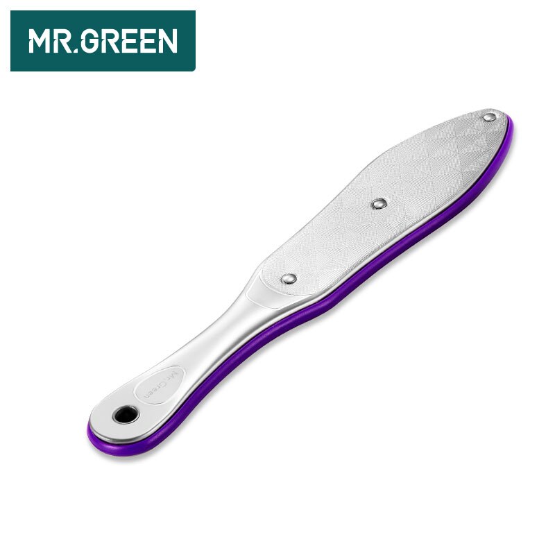 Mr.green 1 stk højkvalitets rustfrit stål fod rasp callus død hudfjerner fil eksfolierende pedicure fodfil fodplejeværktøj: Lilla