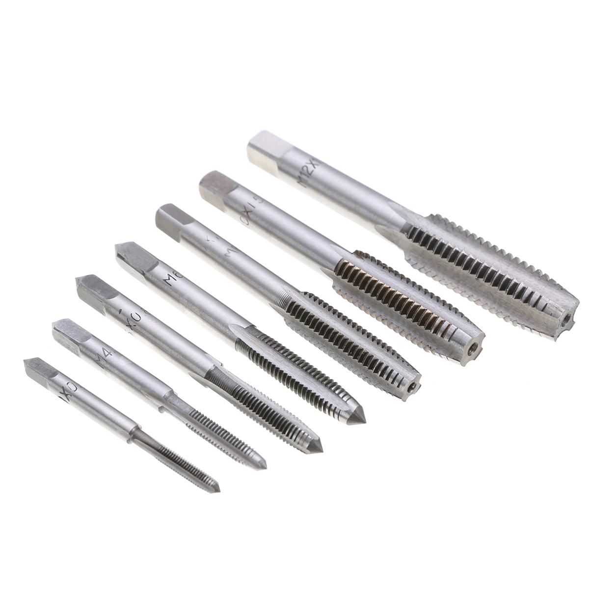 7pcs HSS Metric Thread Tap Tapper Set Right Hand 0.5mm-1.75mm Pitch M3 M4 M5 M6 M8 M10 M12 For Woodworking Tools