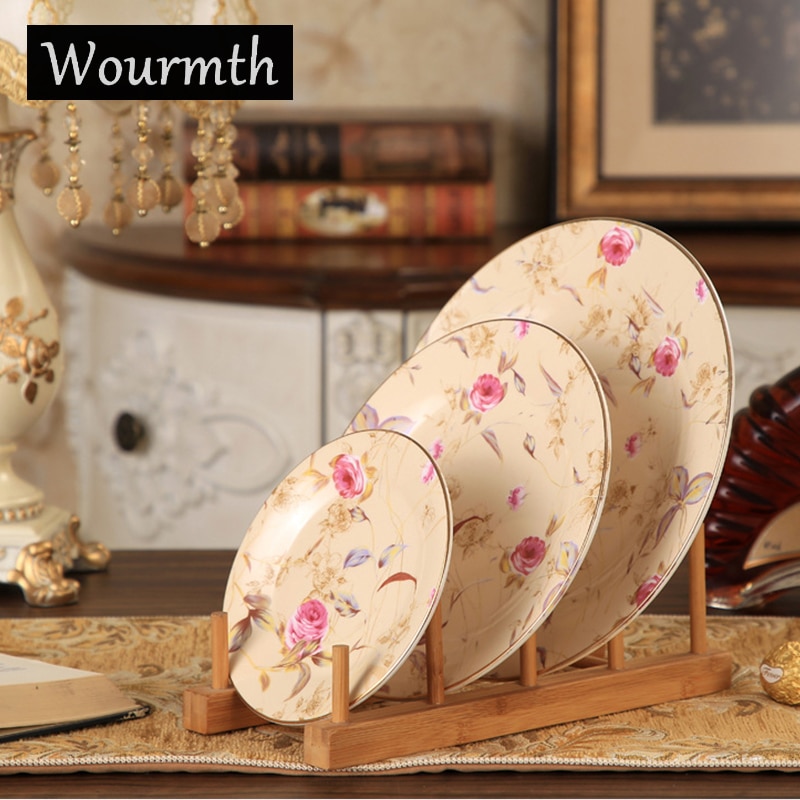 Wourmth European Dinner Western Plate Sets Luxury Phnom Penh Fruit Plate Restaurant Banquet Candies Disk Cake Plate Ceramic Mug