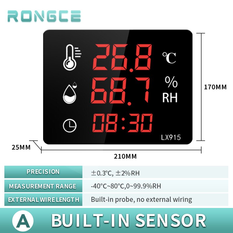 LED Multifunktionale Digitale Zauberstab-Montiert Thermometer Und Hygrometer Für Sauna Zimmer Mit Externe Sonde Regen Sensor lx915: LX915A