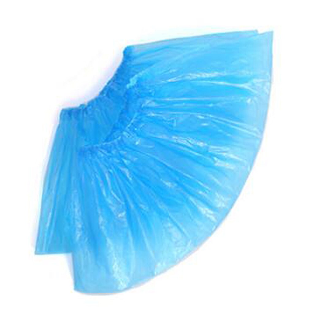 100Pcs Disposable Plastic Shoe Covers Cleaning Overshoes Protective Blue