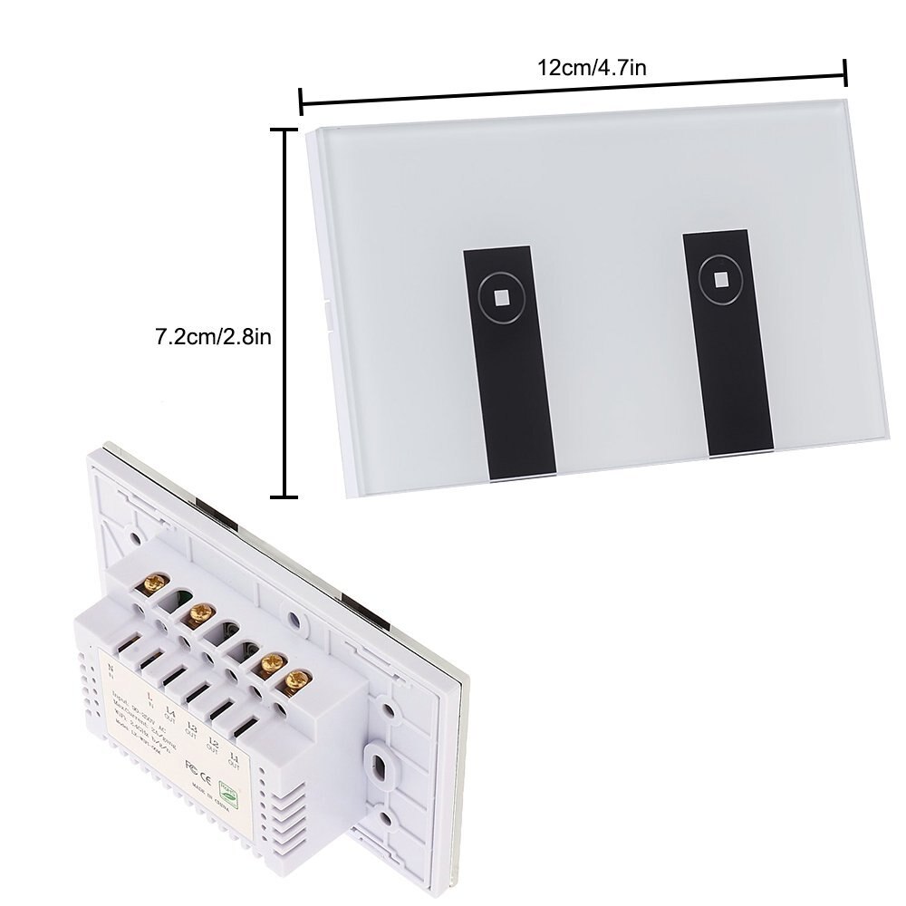 WiFi Smart Light Switch, 2 Switches Touch Wall Plate Alexa Light Switch, In-Wall Wireless On/Off Wall Switch, Timing, Voice App