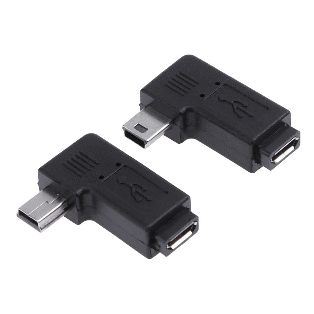 2 stk / sæt l formet mikro usb hun til højre venstre 90 graders vinkel mini usb han adapter stik oplader konverter