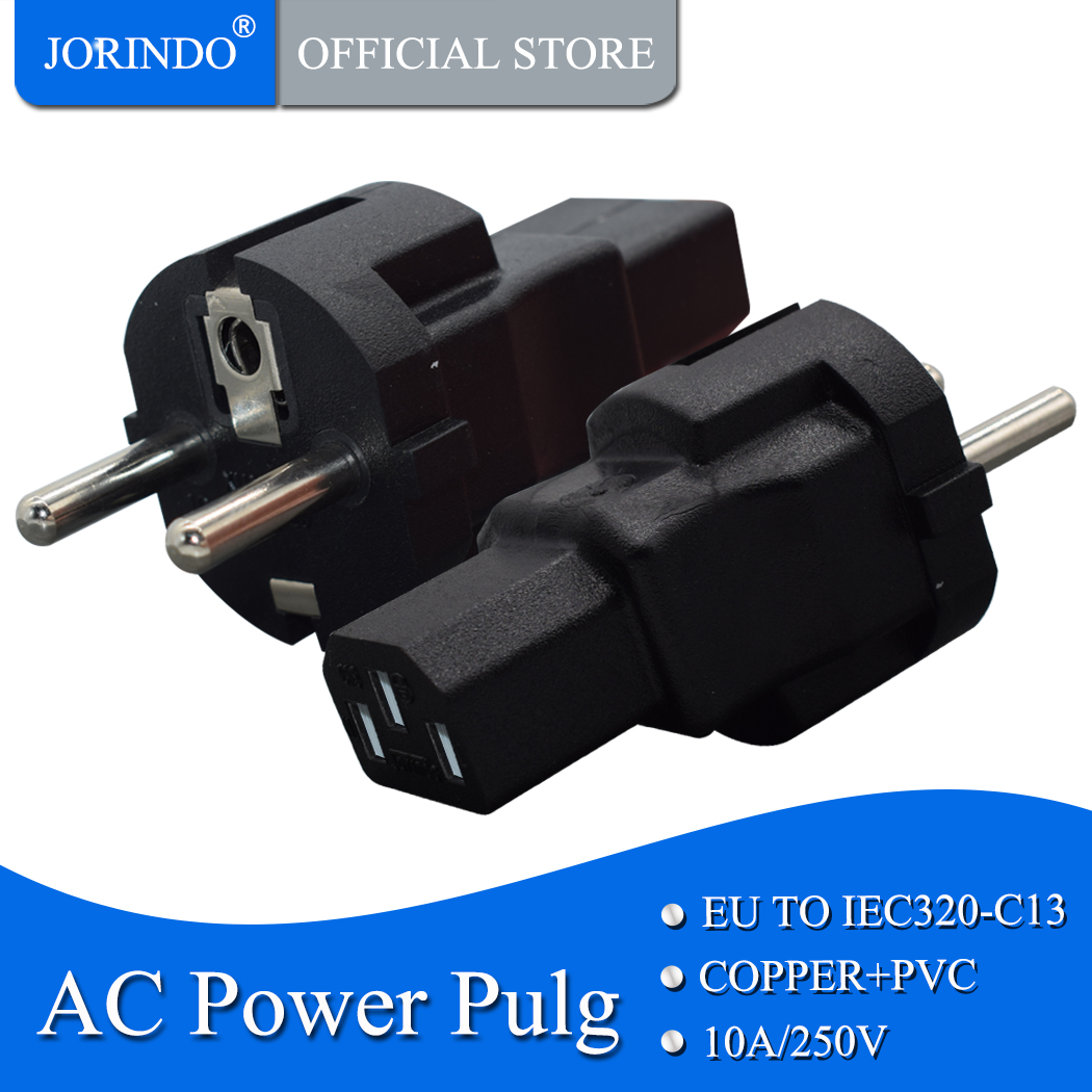 Jorindo Eu Om IEC320 C13 Power Adapter, Eu Male Naar IEC320 C13 Vrouwelijke Ac Plug, eu (4.8 Mm) 2 Pin Naar Pdu/Ups Conversie Plug, 10A 250V