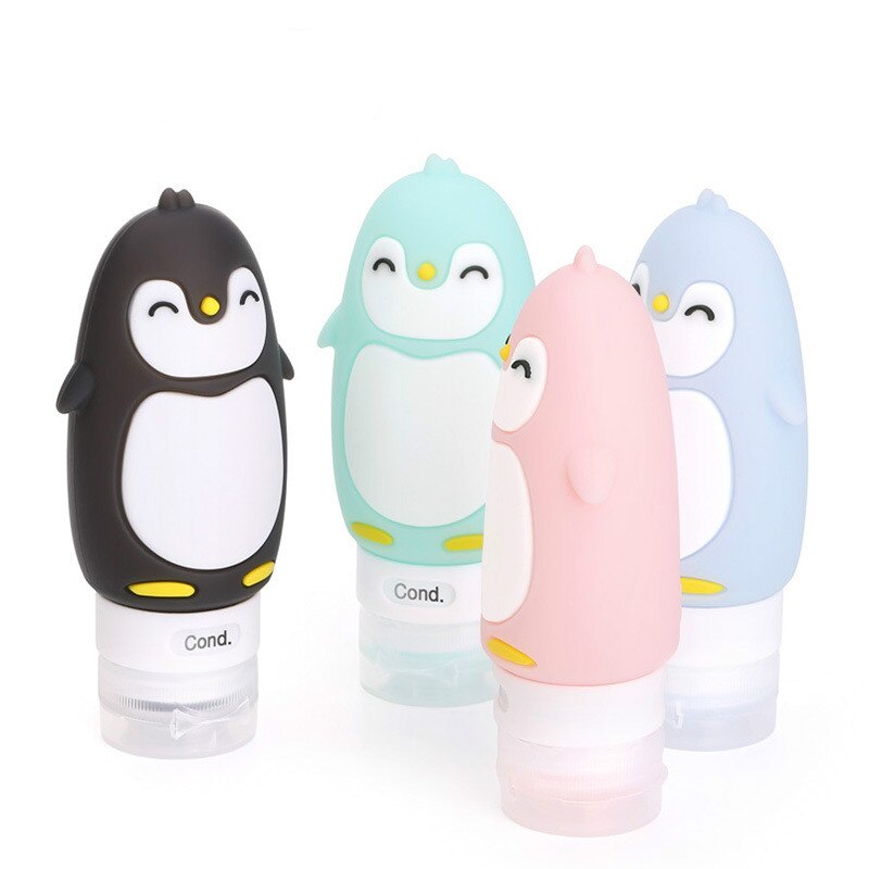 Draagbare Cartoon Beer Pinguïn Dier Siliconen Reistas Organisator Shampoo Douchegel Lotion Opslag Hervulbare Fles