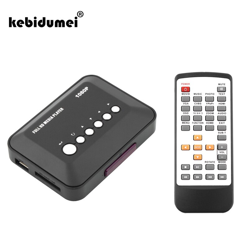 Kebidumei USB 2.0 1080 P HD SD/MMC TV RMVB Vídeos SD MMC MP3 com Controle Remoto IR 5 V 2A Multi TV USB HDMI Media Player caixa