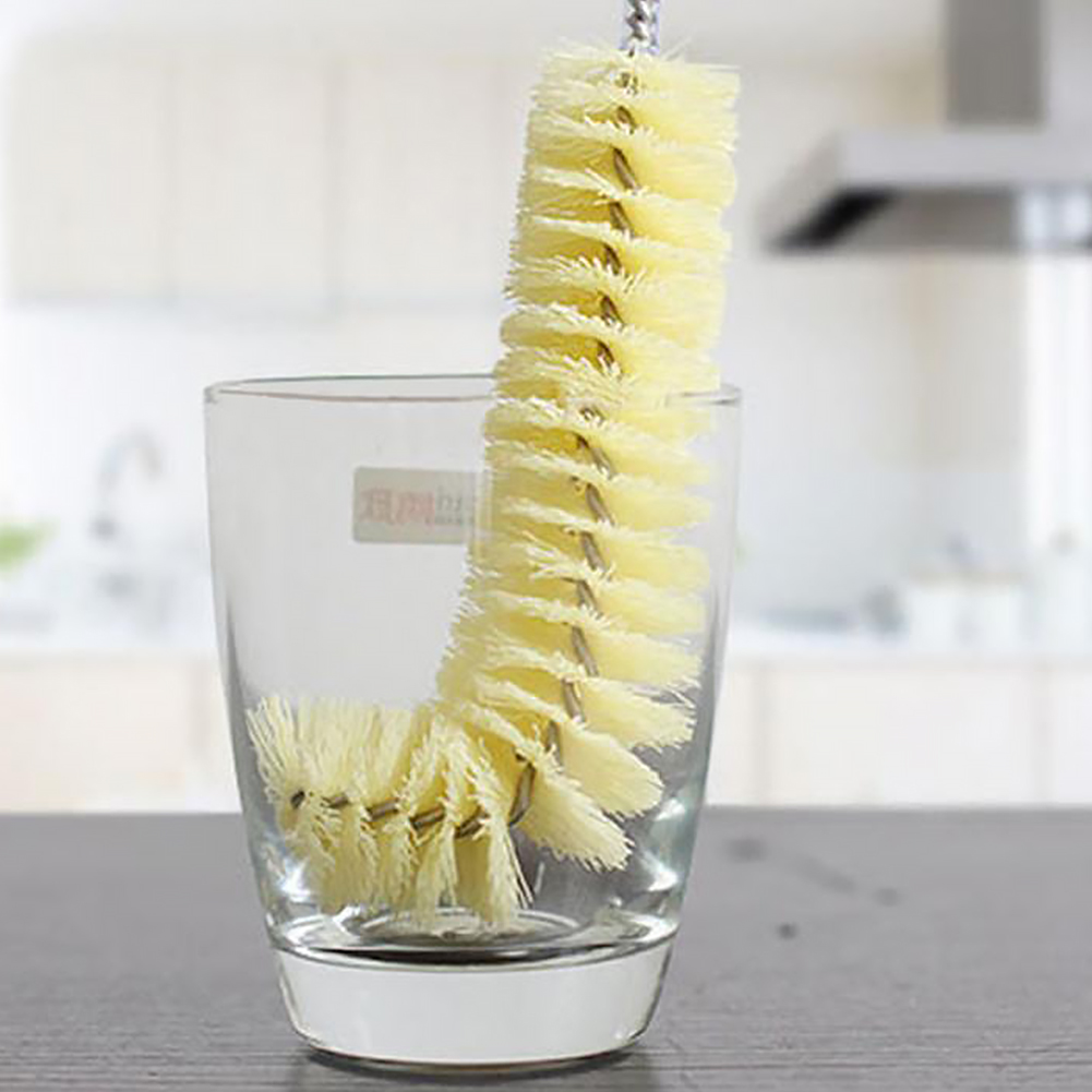 40cm Durable Yellow Long Cleaning Brush Handle Spiral-shaped Bottle Brush Bottle Brush Comfort Grip Easy to Clean Corners