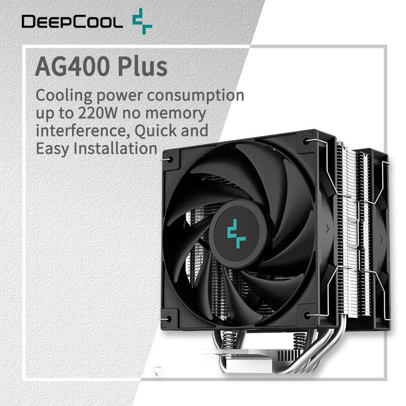 CPU Kjøler Deepcool AG400 - 4 Heatpipes - 2000RPM - Dobbel Vifte - LGA1700/1200/115X AM4/AM5
