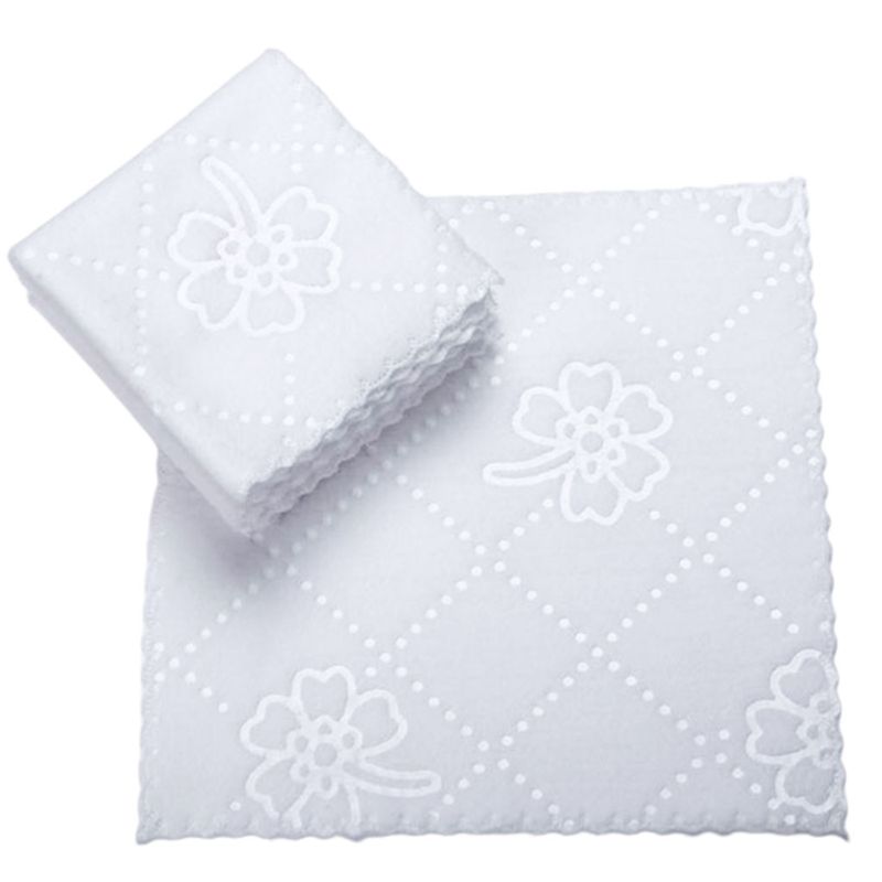 Servilleta blanca cuadrada de encaje con borde de corte ultrasónico, toallitas de fibra Wmbossed, pañuelo desechable, suministros para Hotel y restaurante, 1 unidad