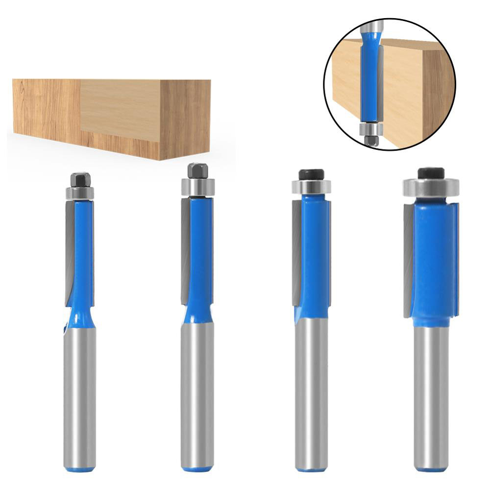 1pc 8mm skaft freser treskjæring 1 " flush trim fres med lager for tre mal mønster bit wolframkarbid