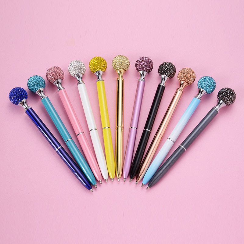 Creativity metal Spinning Ballpoint Pen Luxury Diamond Ball Point Pen 1.0mm Ballpoint Pen Office School Writing Stationery