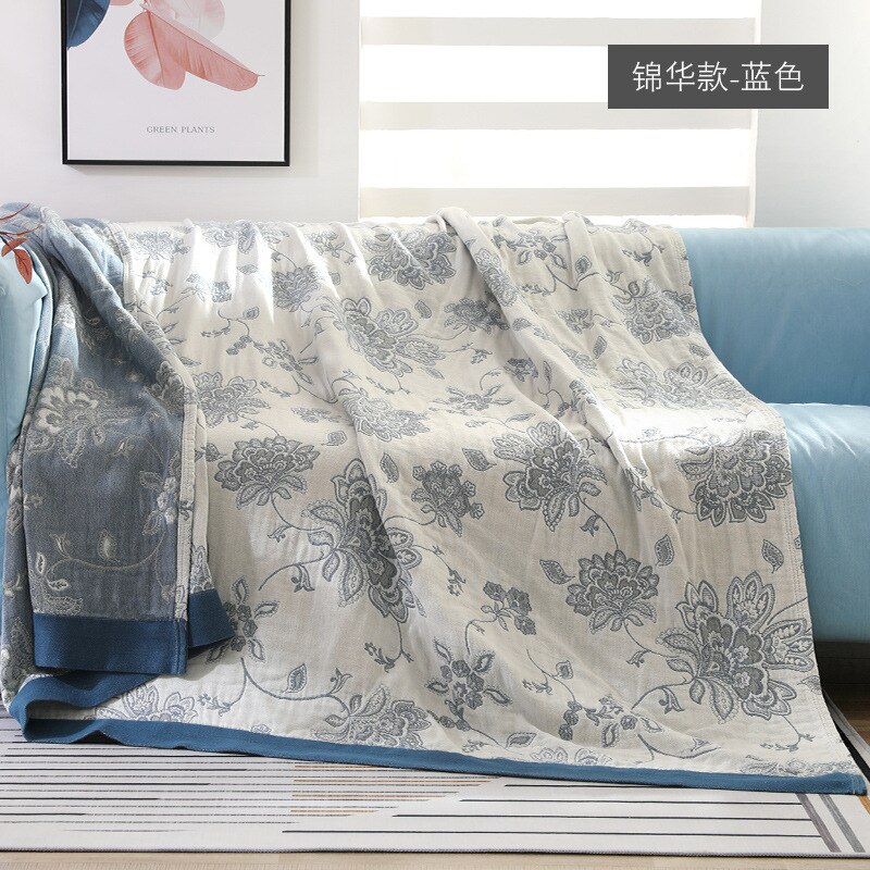 Qi jie Leben 100%  baumwoll-musselin-sommerdecke, atmungsaktiv, schickes mandala, große, weiche überwurfdecke, para-decke: Blau / 200 x 230cm