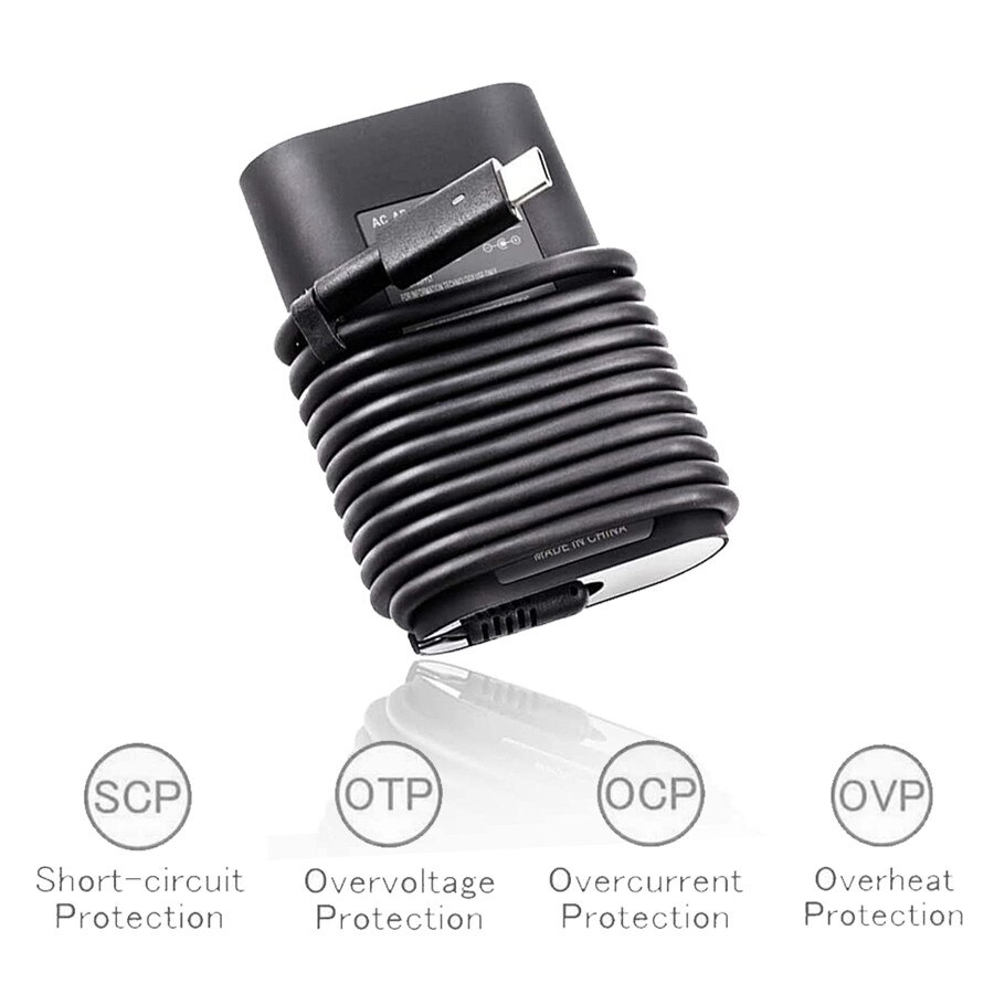 Usb -c 45w typ-c laddare adapter för dell xps 13 9365 9370 7390 9380, latitude 7389 7275, plats 8 pro 5855, 492- bbuu ,la45 nm 150