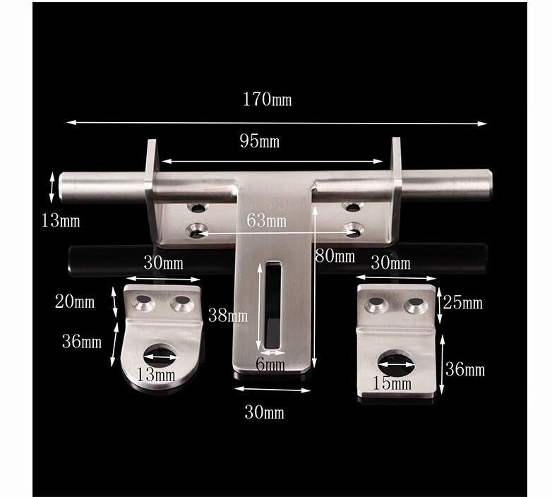 Gate thick 304 stainless steel latch heavy-duty door latches left and right latches security door lock padlocks
