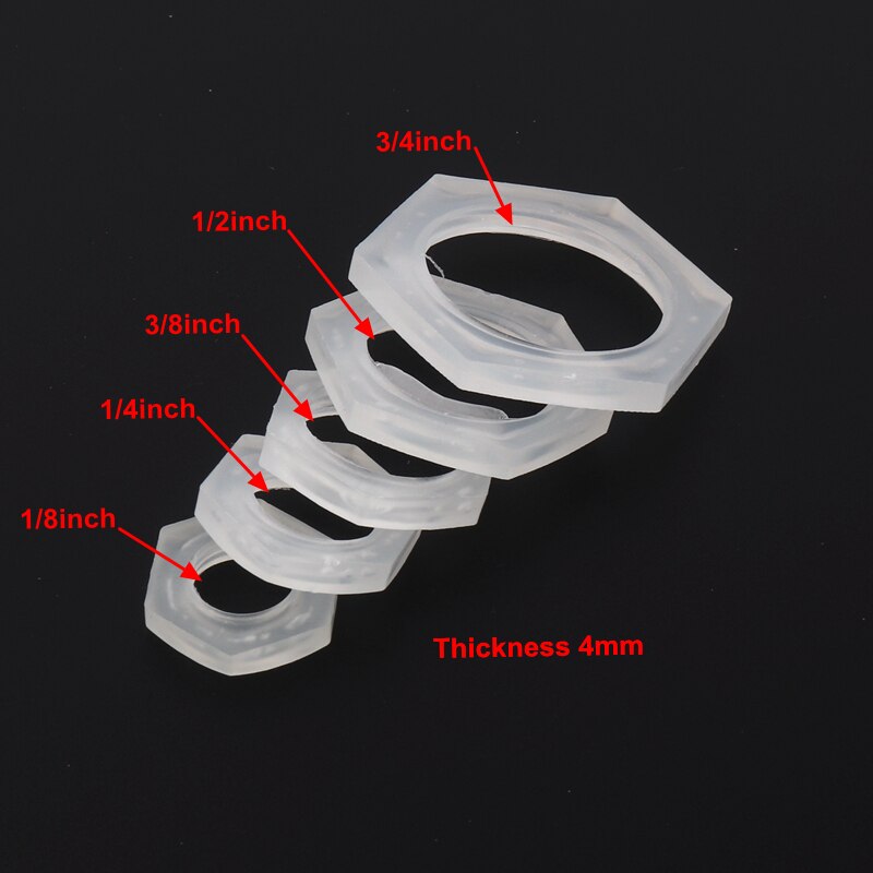20pcs 4mm Thick Plastic Nut Female Thread Nylon Hex Nuts 1/8''1/4''3/8''1/2''3/4'' Plastic Hexagon Nuts