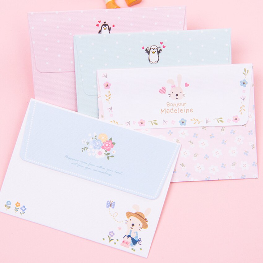 1 pack/lot dessin animé carte de voeux Mini enveloppe lettre ensemble de papier papier Message lettre papeterie papier tampon lettre
