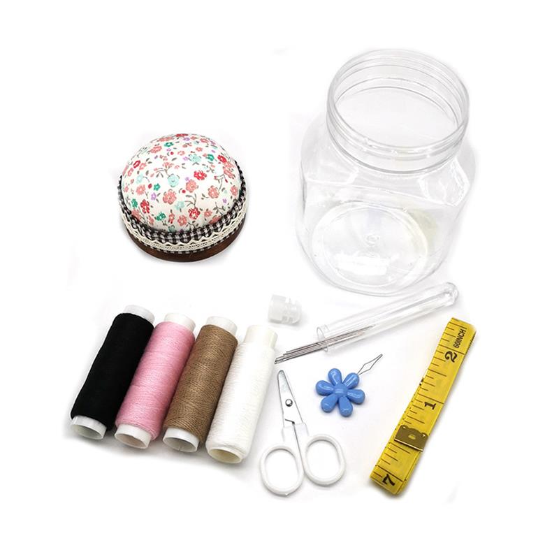 Portable Home Travel Sewing Kits Box Sewing Pattern Fabric Pincushion Needle Threader Threads Sewing Scissors Sewing Tools: 5