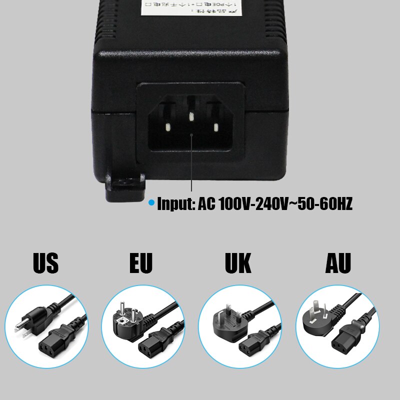 XINFI Gigabit 30W PoE Injector gigabite POE Power Supply Adapter Standard IEEE802.3at/af Output DC48V 30W 1,2(+)/3,6(-)