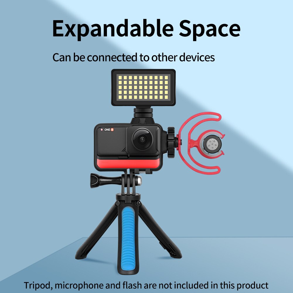 TELESIN 2 pièces protecteur d'objectif garde froid chaussure cadre étui écran et lentille protéger verre trempé pour Insta360 One R 4K 360 Edition
