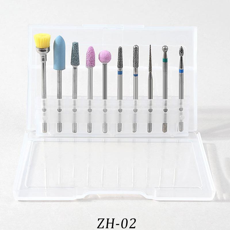 10pcs/S Rotary Diamond Burr Cutter Nail Drill Sets Stainless Steel Milling Manicure for Electric Nail Art Machine Bit: ZH02