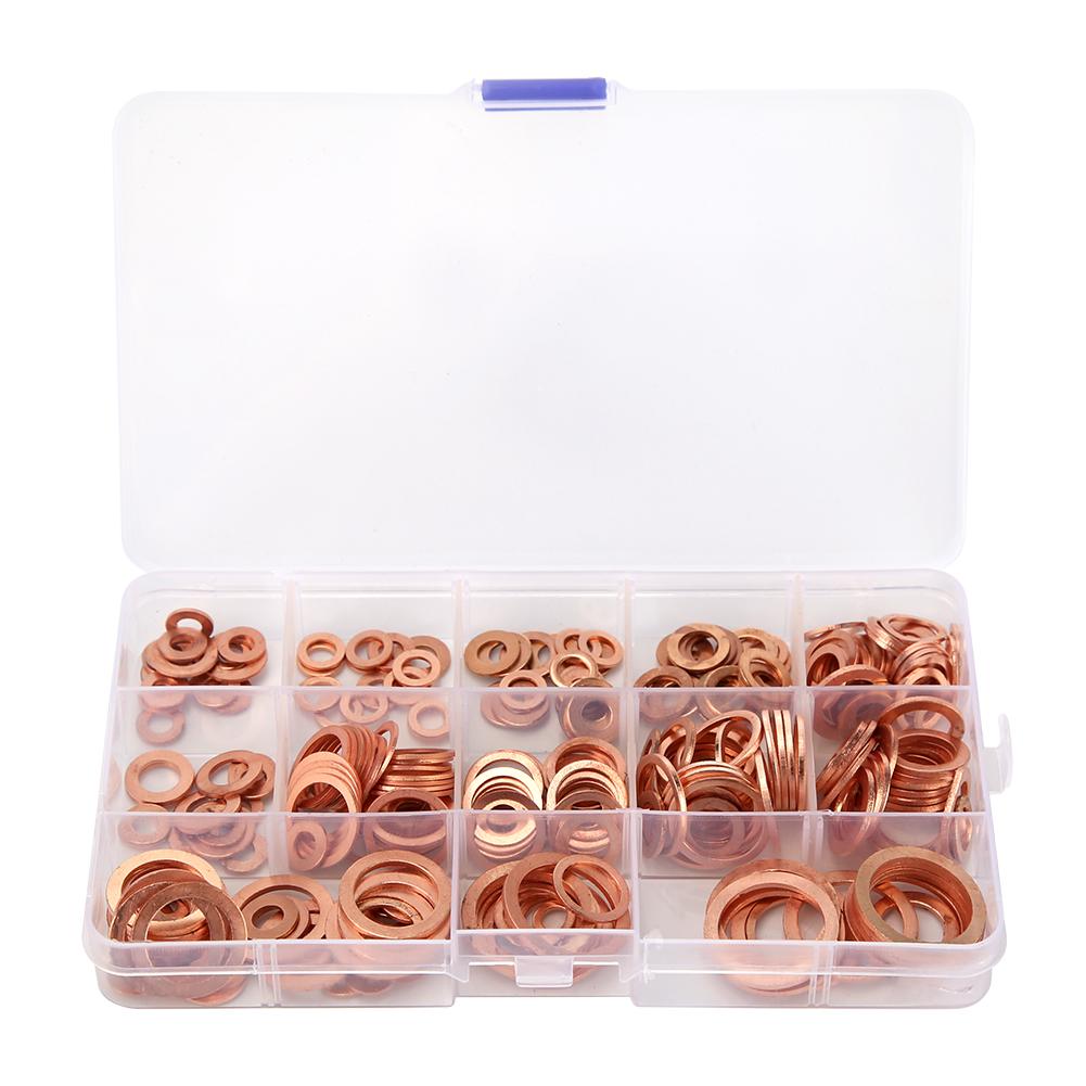 Solid Copper Washer Flat Ring Gasket Sump Plug Oil Seal Fittings Plastic Washers Set Gasket Ring Kit 280/150pcs: B