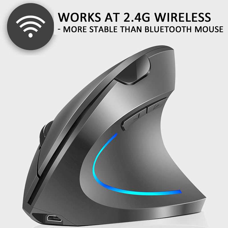 Ergonomic Vertical Mouse USB Wireless 2.4GHz Adjustable 2400DPI Gaming Silent Click For Home Office Computer PC MAC Right Hand