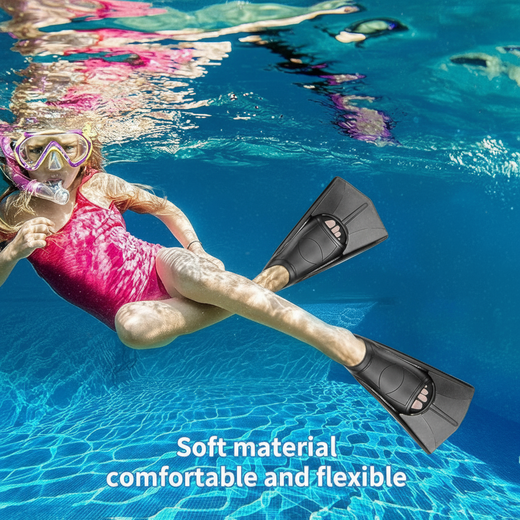 Silicone Fins Swim Training Snorkel Short Diving Flippers Frog Shoes Men Women Breaststroke Freesnorkel Swimming