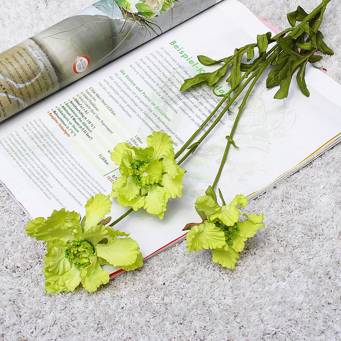 Europeiske kunstige blomster scabiosa comosa hjem dekorasjon diy silke blomster morsdag: Grønn