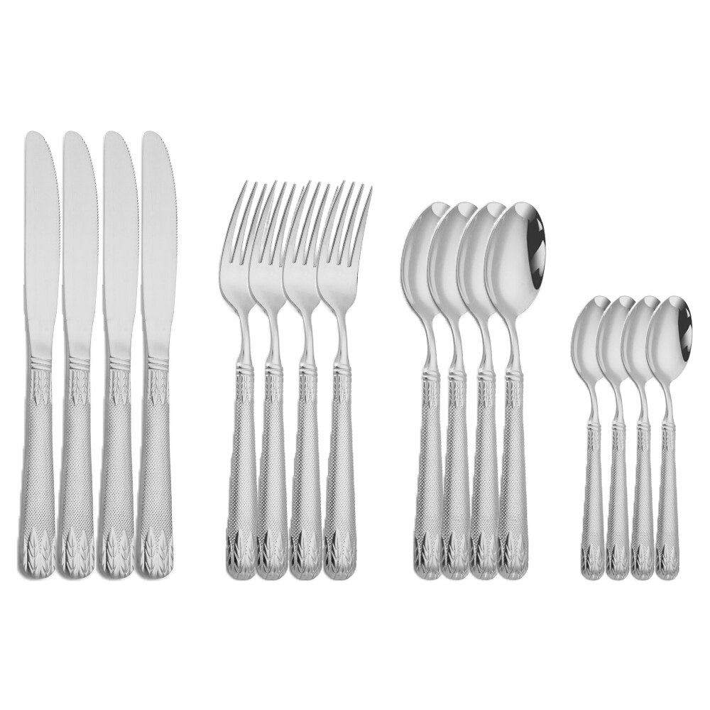 Fino Ensemble De Couverts En Acier Inoxydable, Lot De 16, Argent