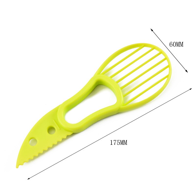 Rebanador de aguacate 3 en 1, rebanador de manteca de karité, pelador de frutas, separador de pulpa, cuchillo de plástico, utensilios para vegetales de cocina
