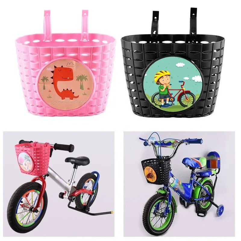 Sacs de guidon avant de vélo pour enfants, sacoches de vélo en plastique imperméables pour garçon et fille, ensemble de paniers de vélo génériques avec autocollants