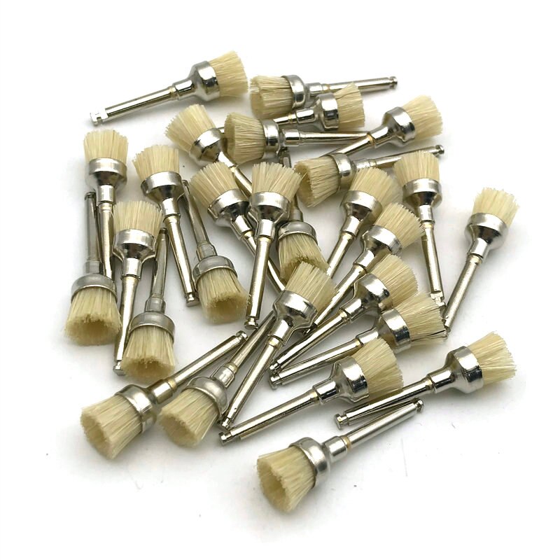 100 Pcs Dental Prophy Polishing Brushes – Nylon Bristle, Flat & Tapered, RA Latch-Type