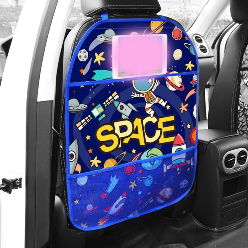 2 stk tegneserie bil anti-kick mat beskyttelsesdæksel til auto forsæde børn anti snavsmåtte vandtæt universal opbevaringspose: 2 xstyle 2