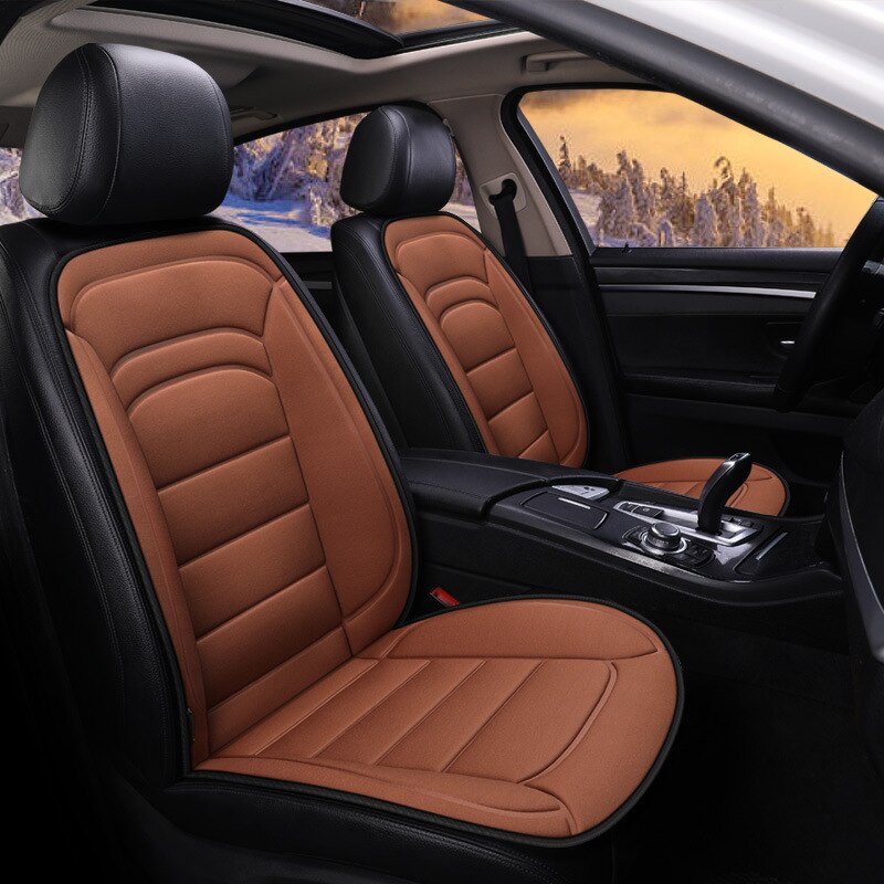 Funda calefactable para asiento de coche, 12V, calefacción, cojines, Protector Universal para asiento de coche, calentador de colchón eléctrico: brown-2pcs