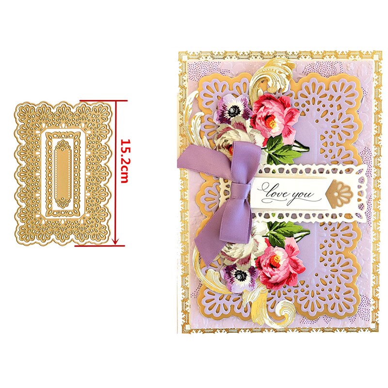 Festooned Retro Rectangle Frames Fancy Edges Christmas Border Metal Cutting Dies for DIY Scrapbooking Cards Crafts Dies: 18