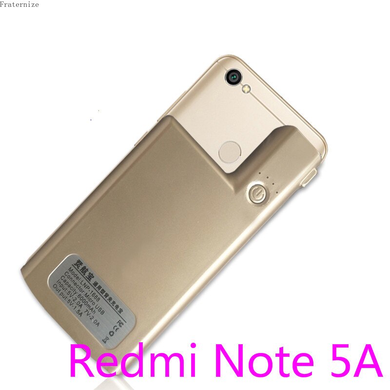 For Xiaomi Redmi Note 4 4XExternal battery charger case Portable power bank For Xiaomi Redmi Note 5 5A charging Cover Global: Redmi Note5A-Gold