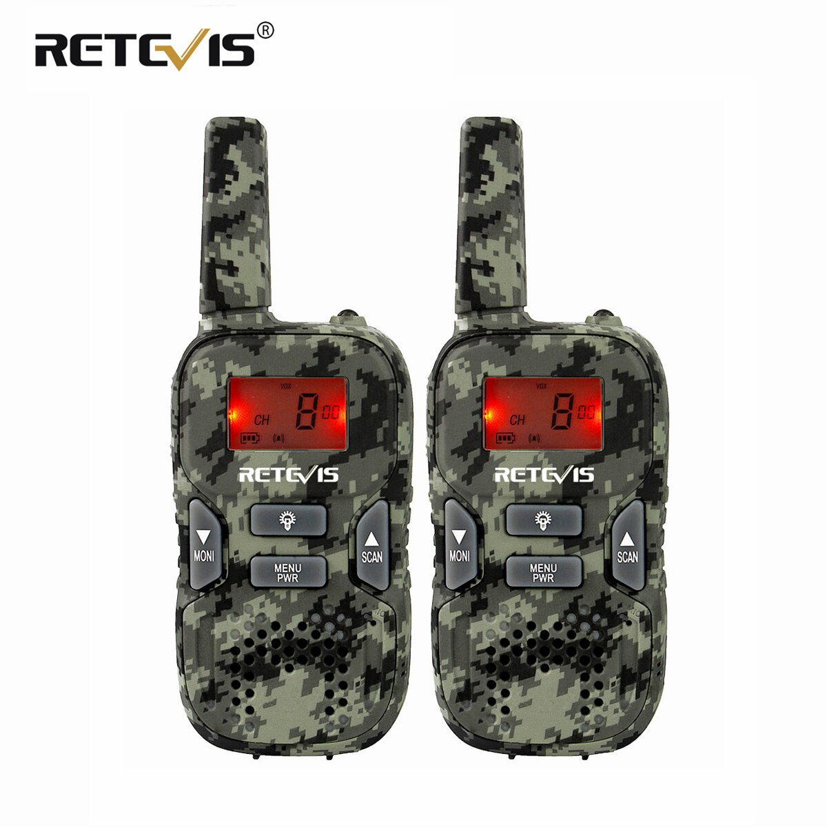 RETEVIS RT33 Mini Walkie Talkie 2 stücke Kinder Wireless Radio PMR PMR446 FRS VOX Taschenlampe USB Lade Weihnachten Transceiver