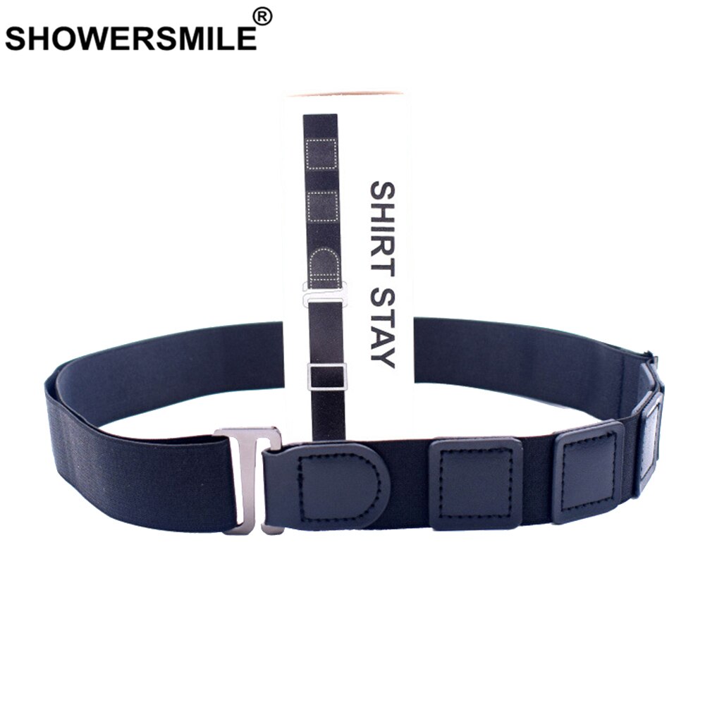 SHOWERSMILE Shirt Tuck Belt Leather Adult Shirt Belt Men Adjustable Formal Work Interview Women Shirt Suspenders Black Unisex