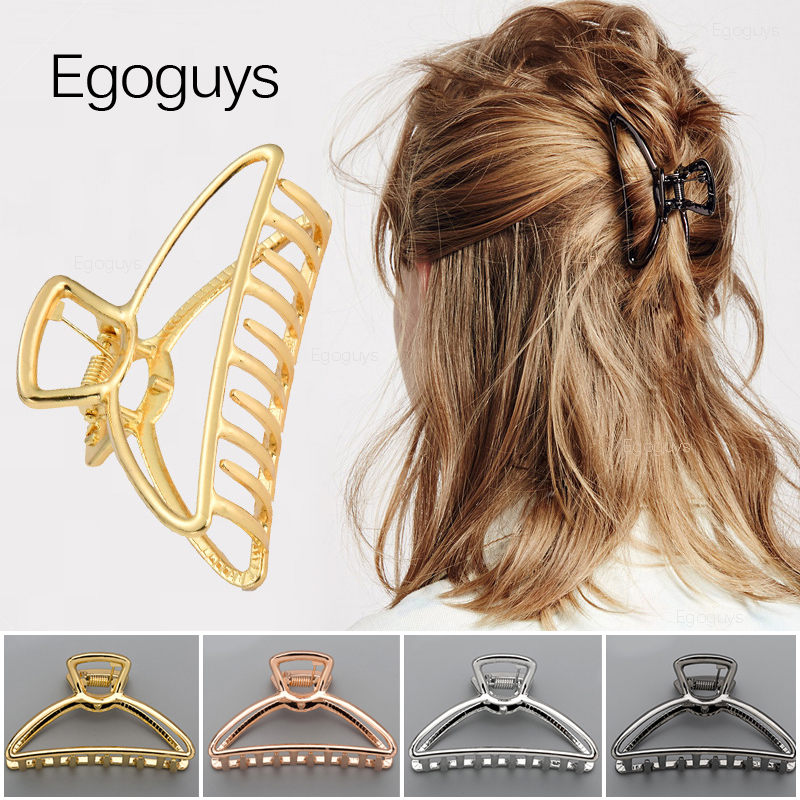 1 pinza para el pelo para niñas y mujeres, pinzas geométricas para el cabello, pinza para el pelo, agarre de Color sólido, horquillas coreanas, pasadores de Metal, herramientas de estilismo
