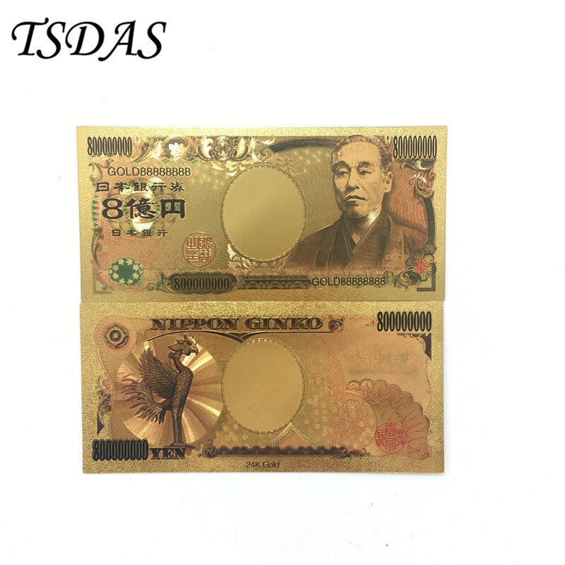 24k Gold Plated Banknote Japan 10000 Yen Gold Foil Note Fancy Collectable Banknotes Value 10pcs/lot: 800 Million