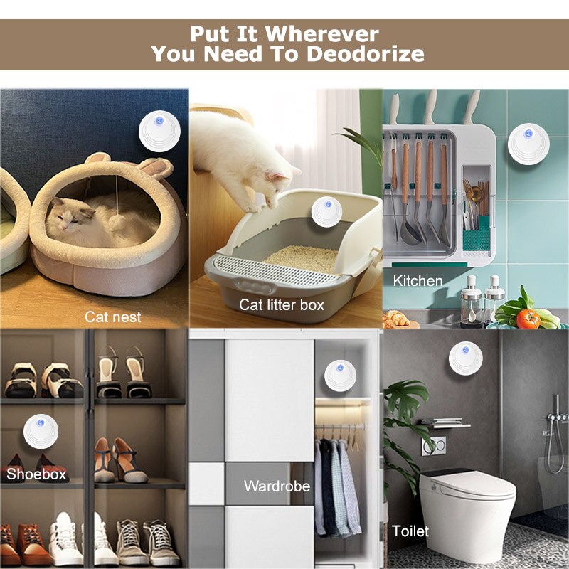 Automatic Pet Odor Purifier Smart Cats Litter Box Deodorization Eliminator Air Cleaner Rechargeable Deodorizer For Dogs Toilet