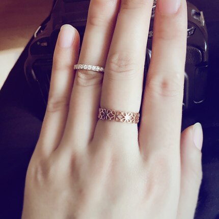 Yun ruo anel 2020 cores dourado rosa, flor vazado anel de dedo para mulher menina presente de casamento joia aço inoxidável 316l nunca desaparece