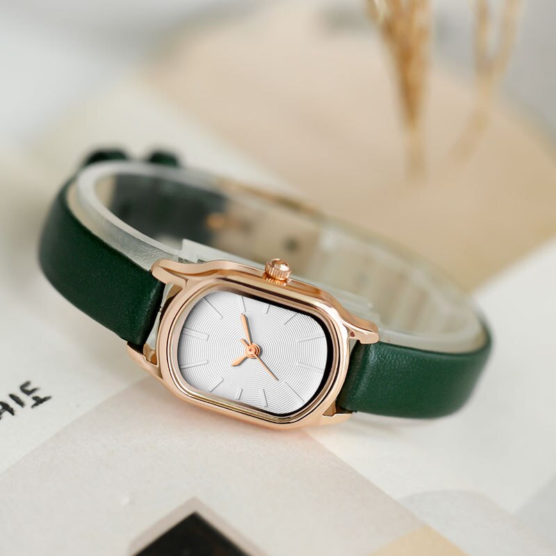 Relojes pequeños negros a la para mujer, relojes de pulsera de cuero Vintage para mujer, reloj de pulsera de cuarzo femenino Retro con esfera ovalada Simple