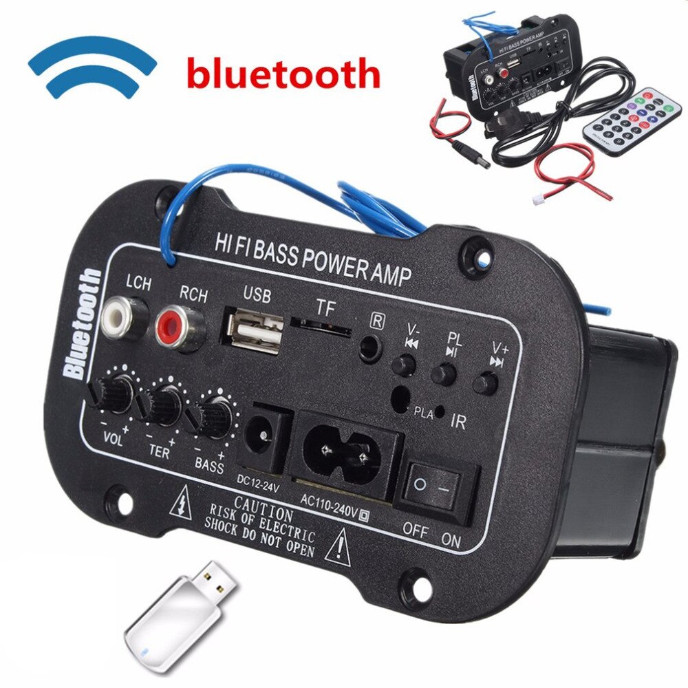 1 sett bil bluetooth forsterker hifi bass effektforsterker stereo digital forsterker usb tf fjernkontroll for bil tilbehør
