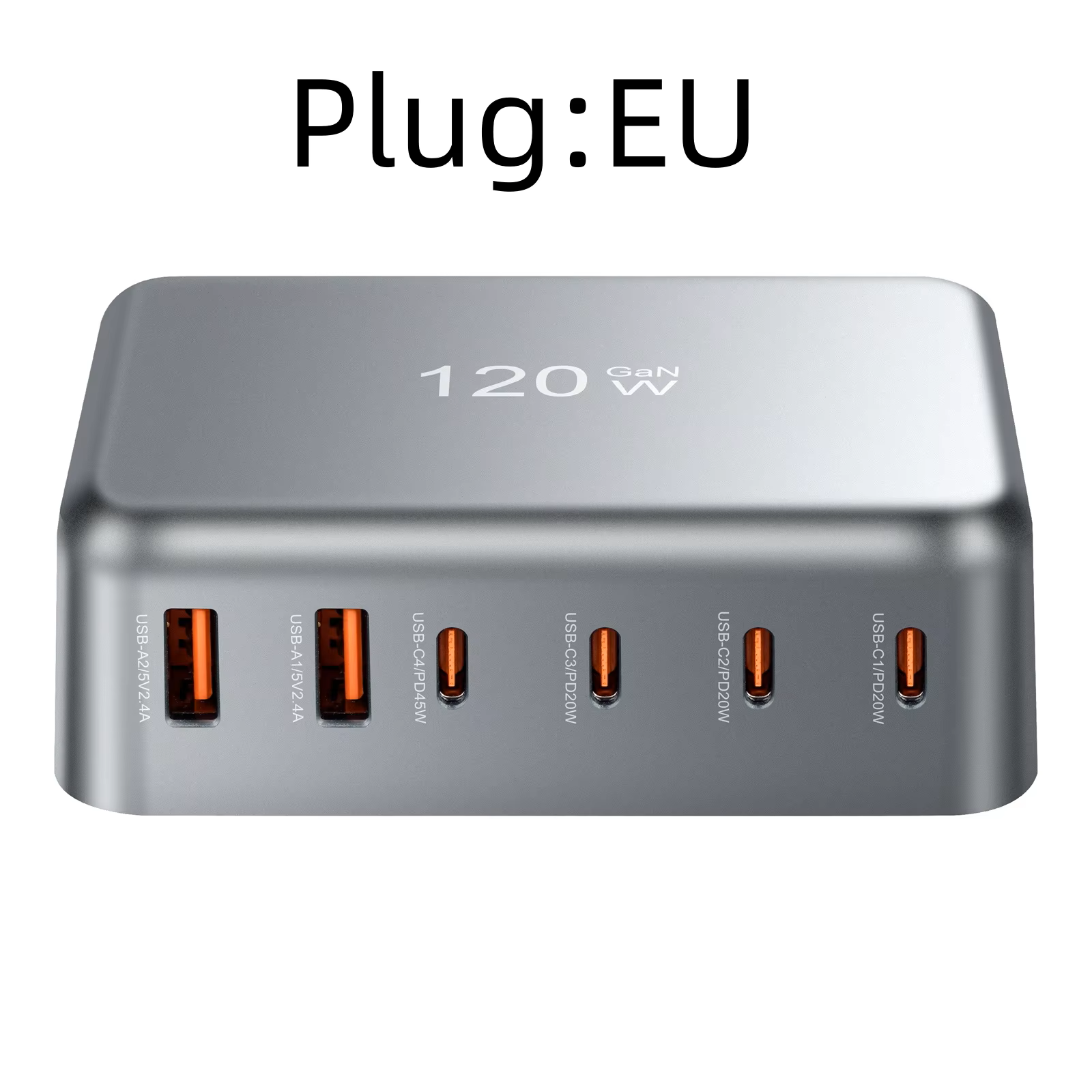 120w gan mobil ladestation 6- porte usb c vægoplader til strømadapter 45w/20w egnet til opladning af mobiltelefoner: De
