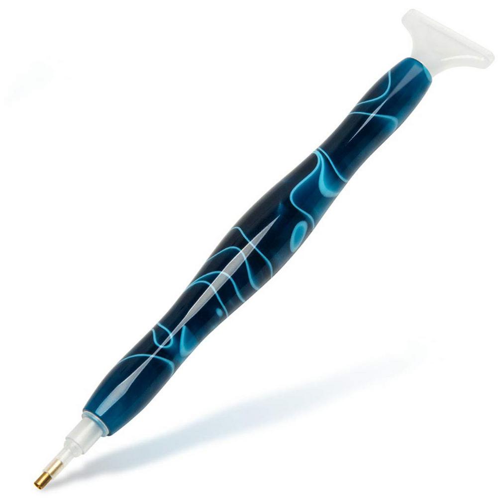Stylo à pointe diamant en résine peint à la main, outil de manucure 5D, bricolage, broderie diamant, fait à la main, poinçon fantaisie, outil de couture: Dark Blue