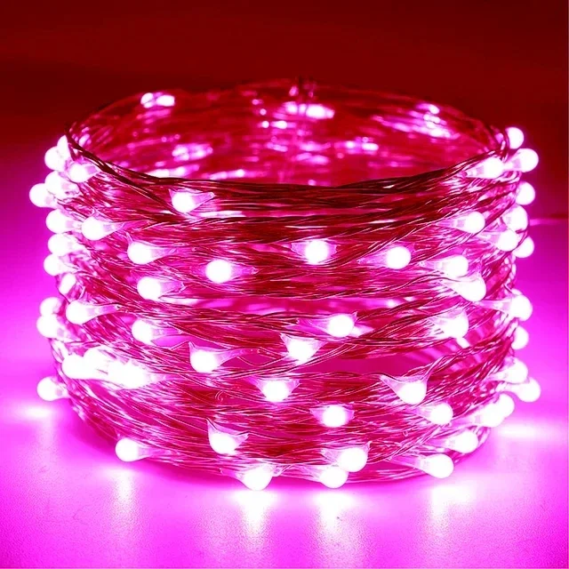 Guirnaldas de luces LED con batería de 1/2/3/5/10/20M, guirnalda de luces de alambre de cobre para dormitorio, jardín, , boda, decoración navideña: Color blanco cálido / 85 W