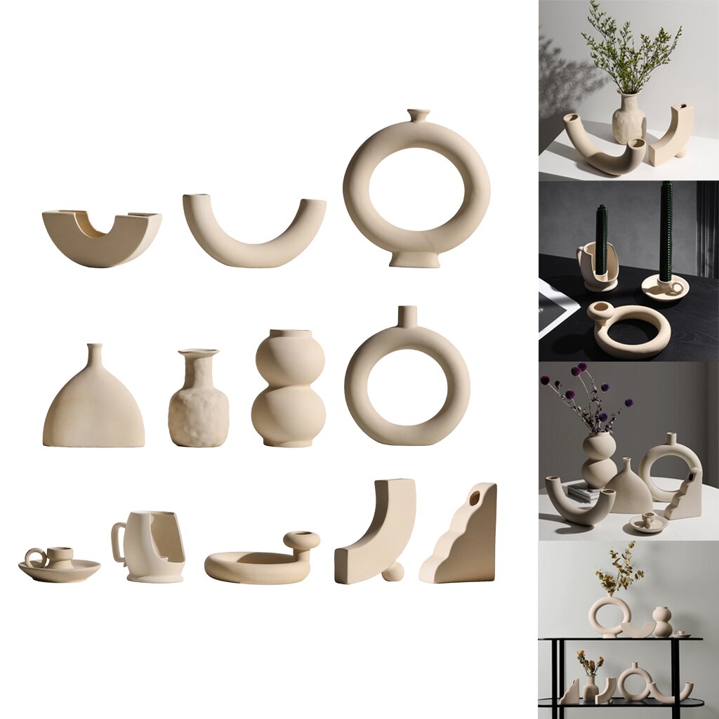 Nordic Style Ceramic Vase Decorative Flower Vase Art for Home Decorations Crafts Housewarming